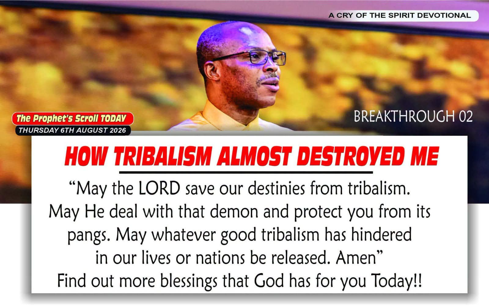 THE CRY OF THE SPIRIT DEVOTIONALS – BY RICHARD E. S. TAKIM